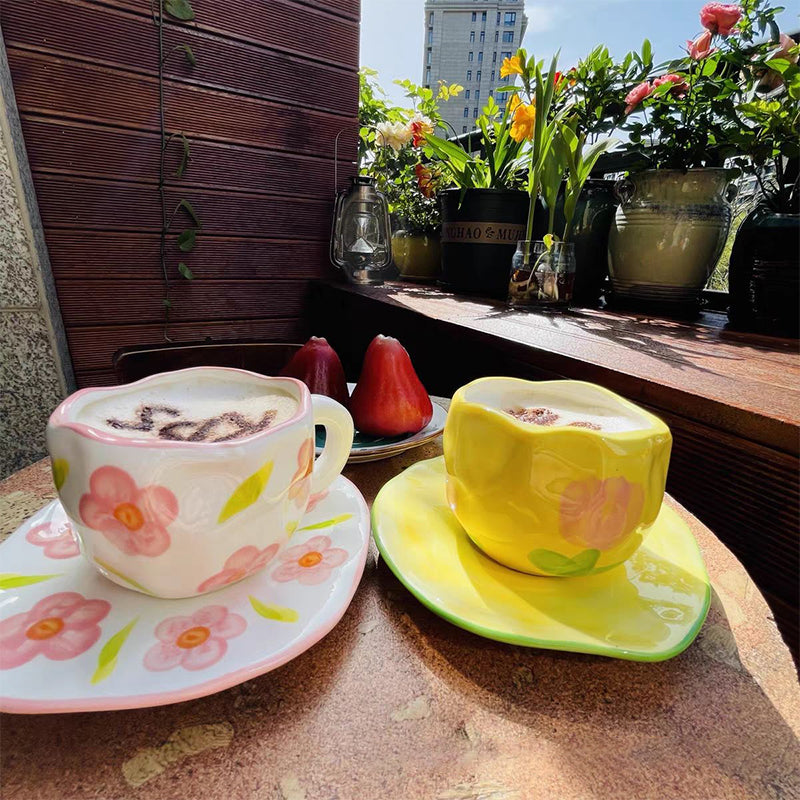 Handpainted Flower Ceramic Mug