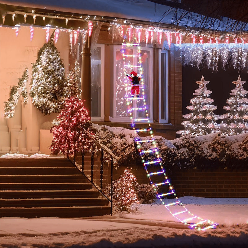 Christmas Ladder Decoration Lights With Santa Claus