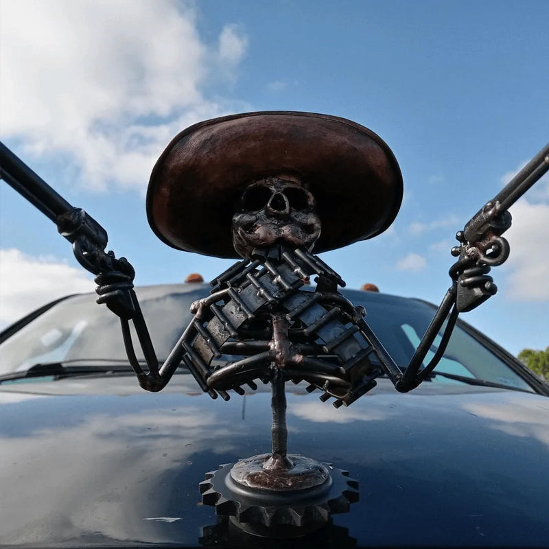 Cowboy Skull Gunslinger Hood Ornament