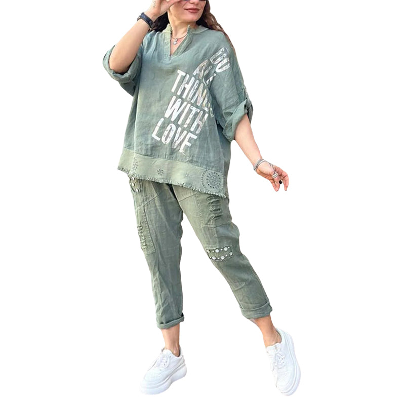 Women's Casual Letter Printed Two-piece Set