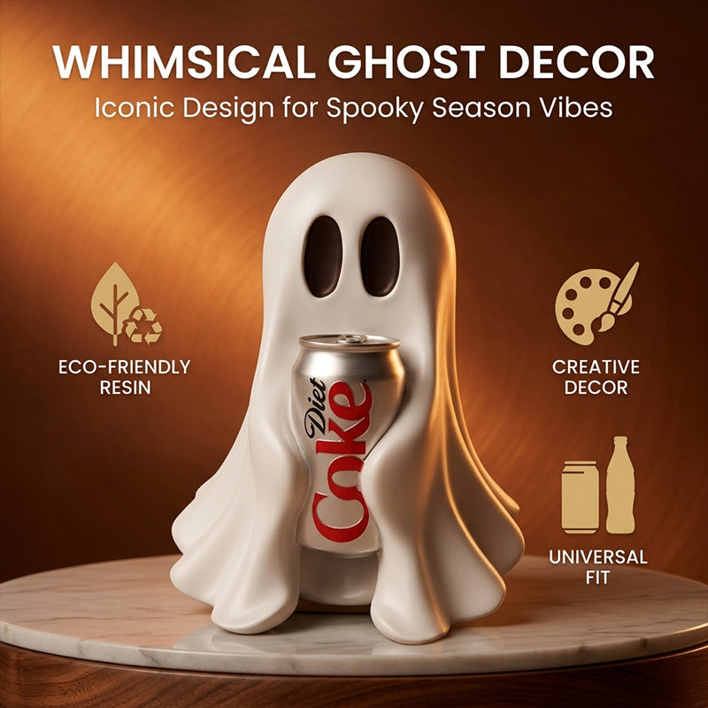 Resin Ghost Statue Holding Soda Can