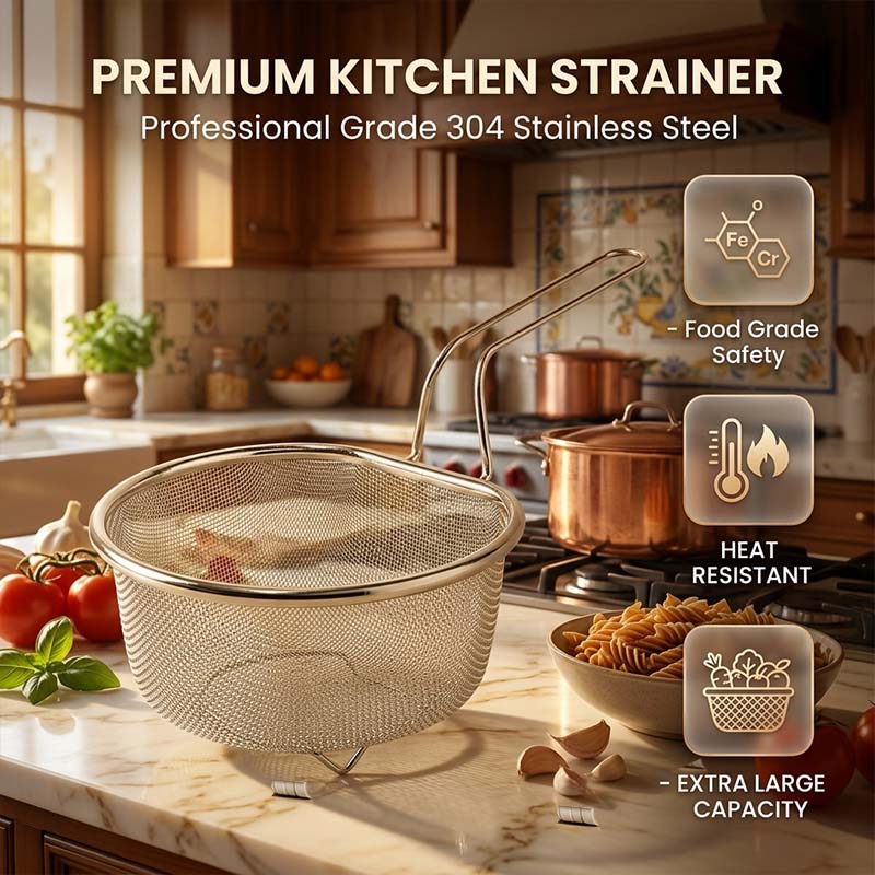 Sturdy Stainless Steel Mesh Strainer Basket
