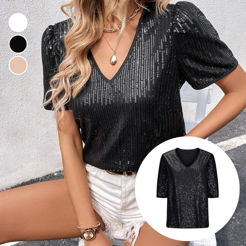 Short-sleeved V-neck T-shirt