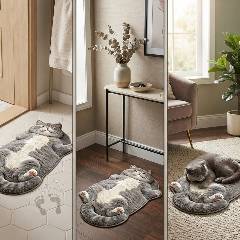 Lazy Cat-Shaped Faux Cashmere Rug