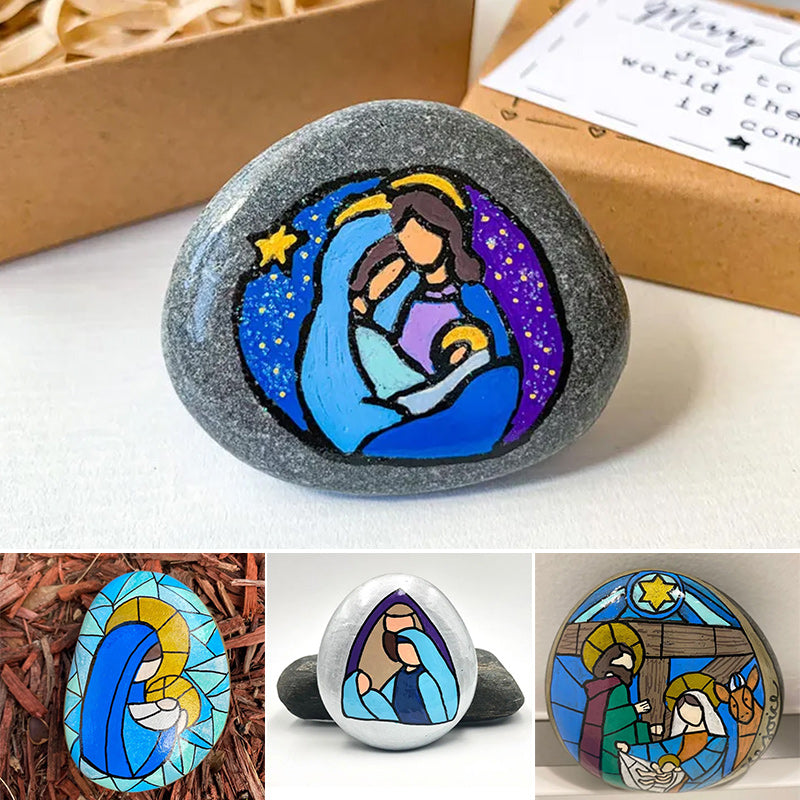 Nativity Scene Painted Rock