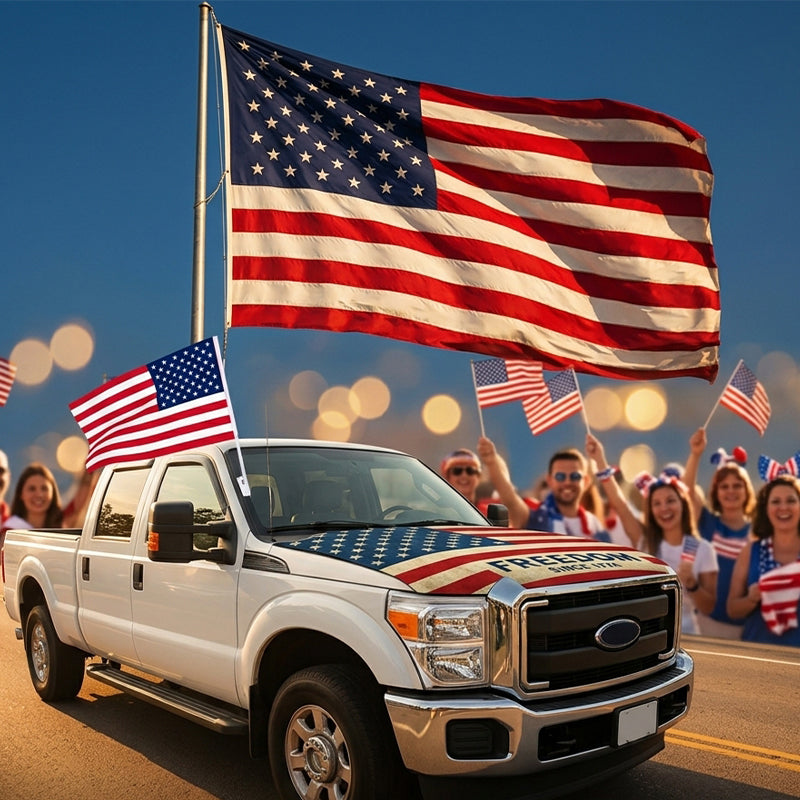 American Patriot Car Flag & Hood Cover Set