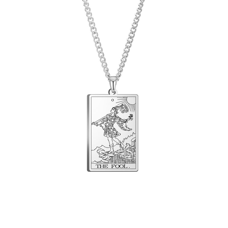 Engraved Tarot Card Chain Dual Chain Necklace