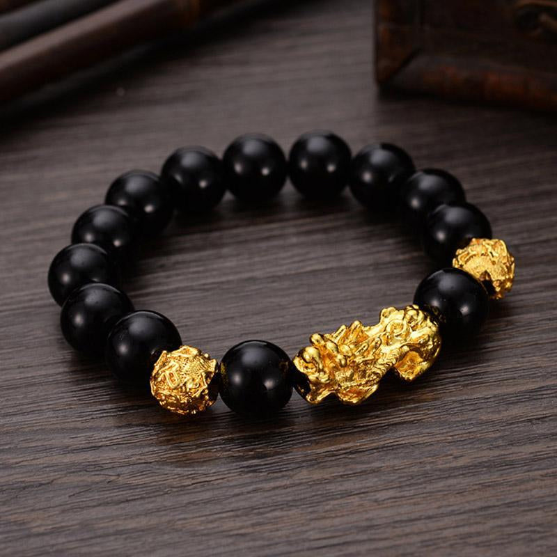 3D Hard Gold 99 Obsidian Sand Gold Pixiu Bracelet