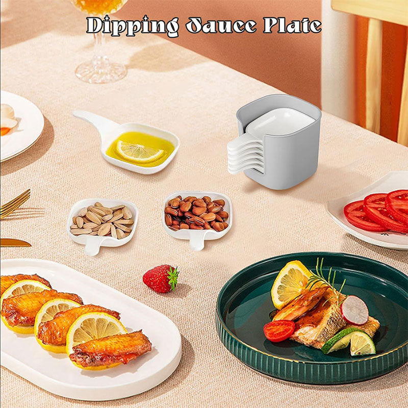 Dipping Sauce Plate and Holder Set, 6Pcs
