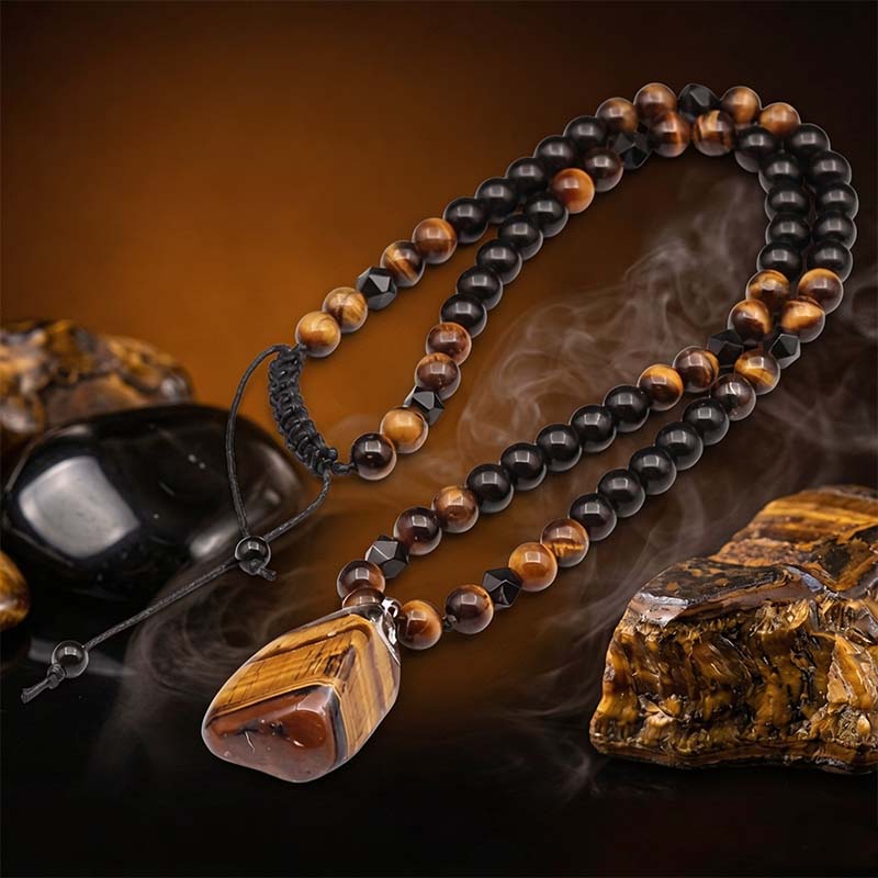 Men's Natural Tiger Eye Stone Necklace