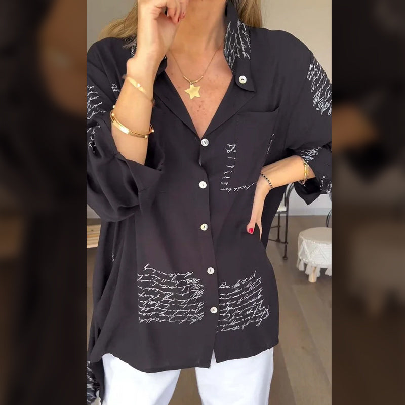 New Letter Print Fashion Lapel Shirt-Pre Sale