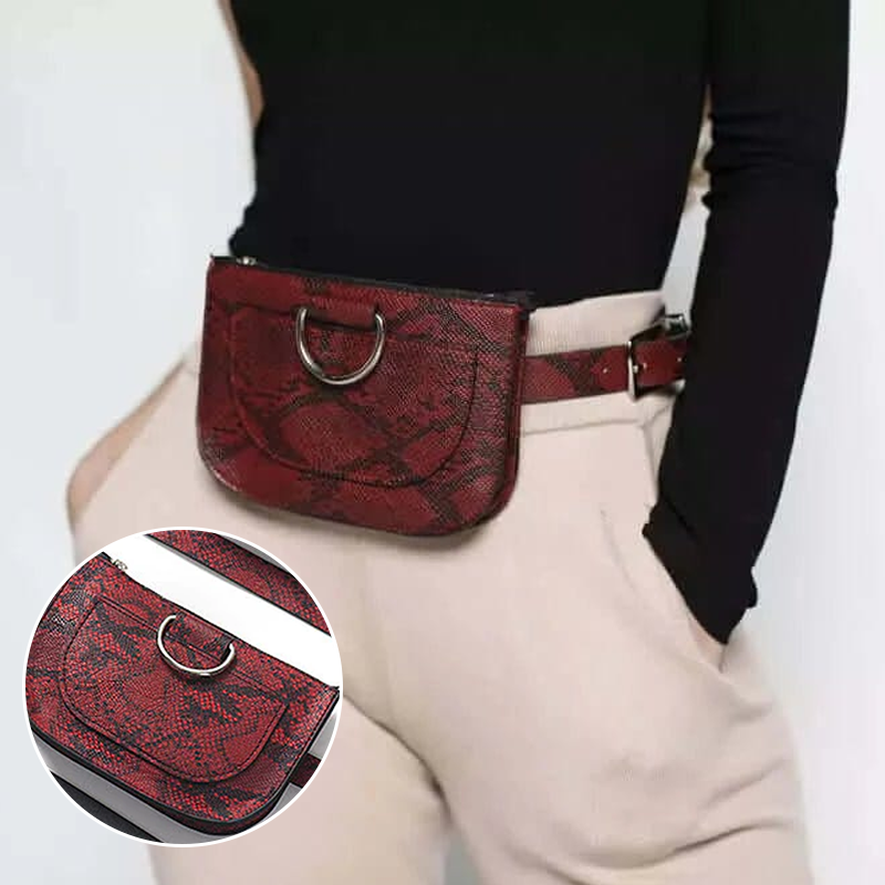 Snake Print Half Round Waist Bag