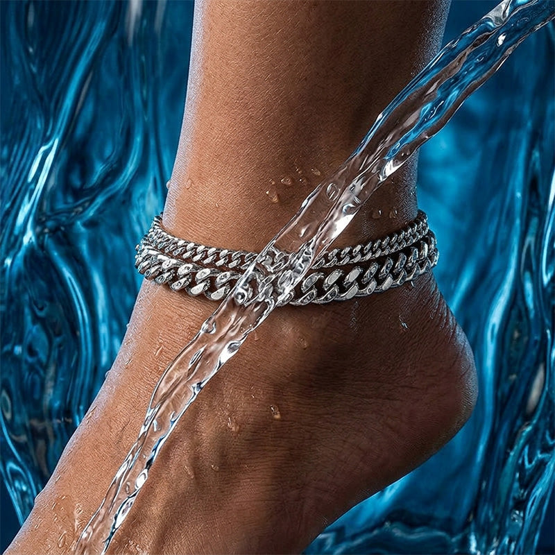 Luxury Double Layer Cuban Chain Anklet