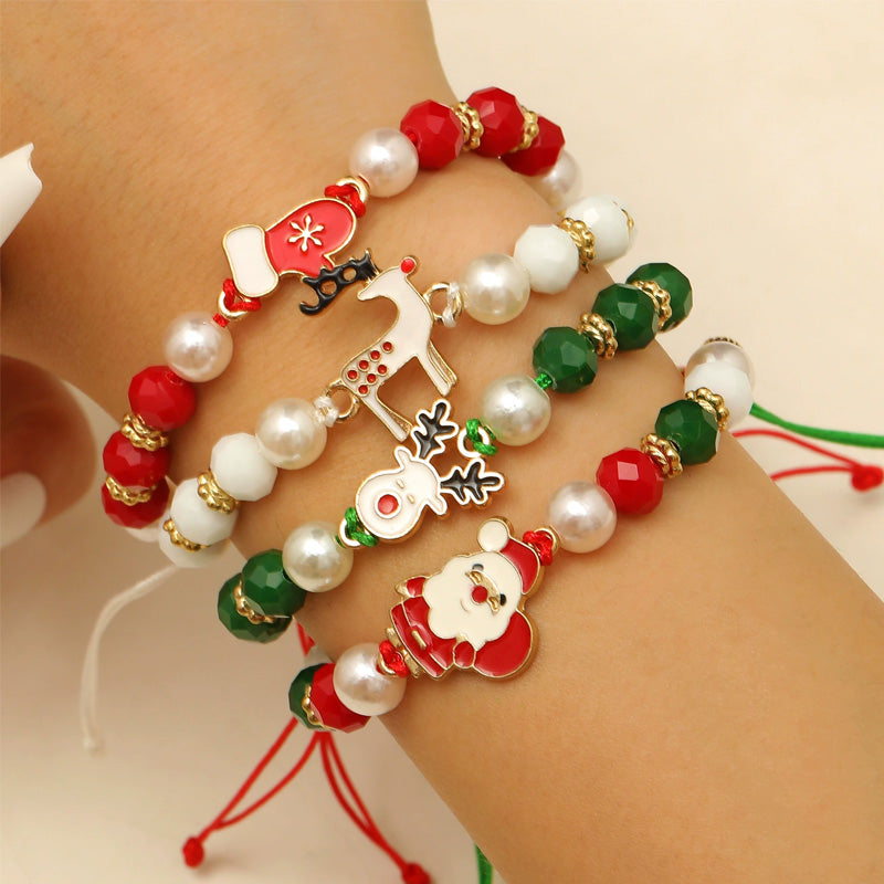 4Pcs Christmas Santa Claus Elk Colorful Bracelet