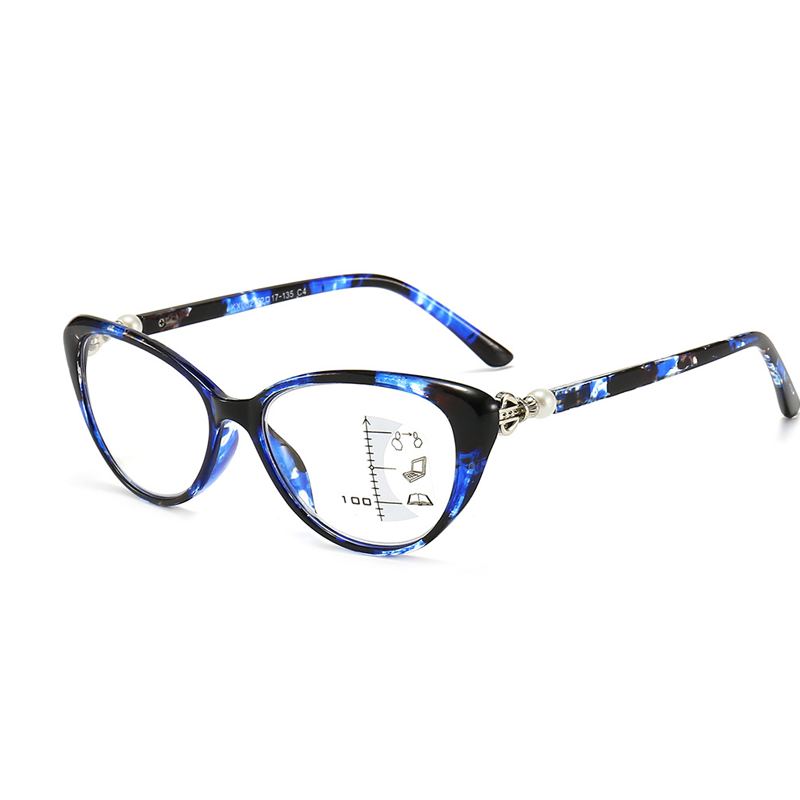 Fashionable women's cat-eye zoom HD anti-blue light reading glasses