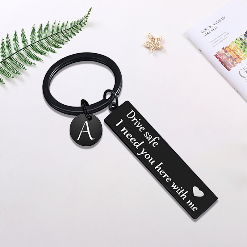 Drive safe black keychain