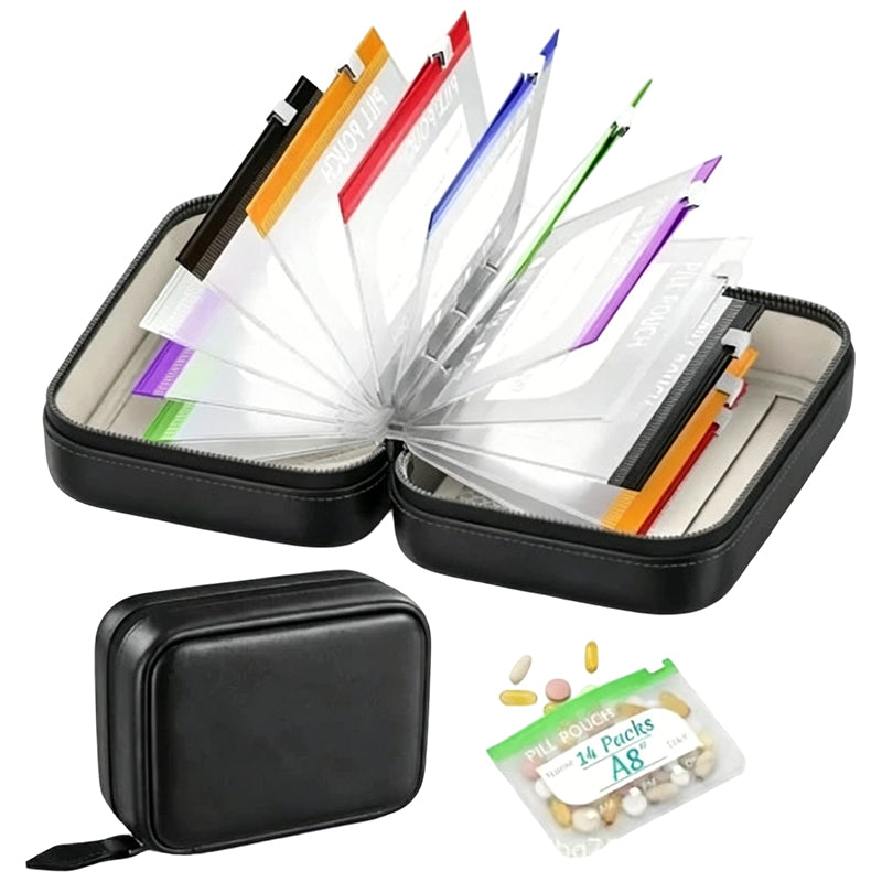 Premium Waterproof PU Travel Pill Organizer Set