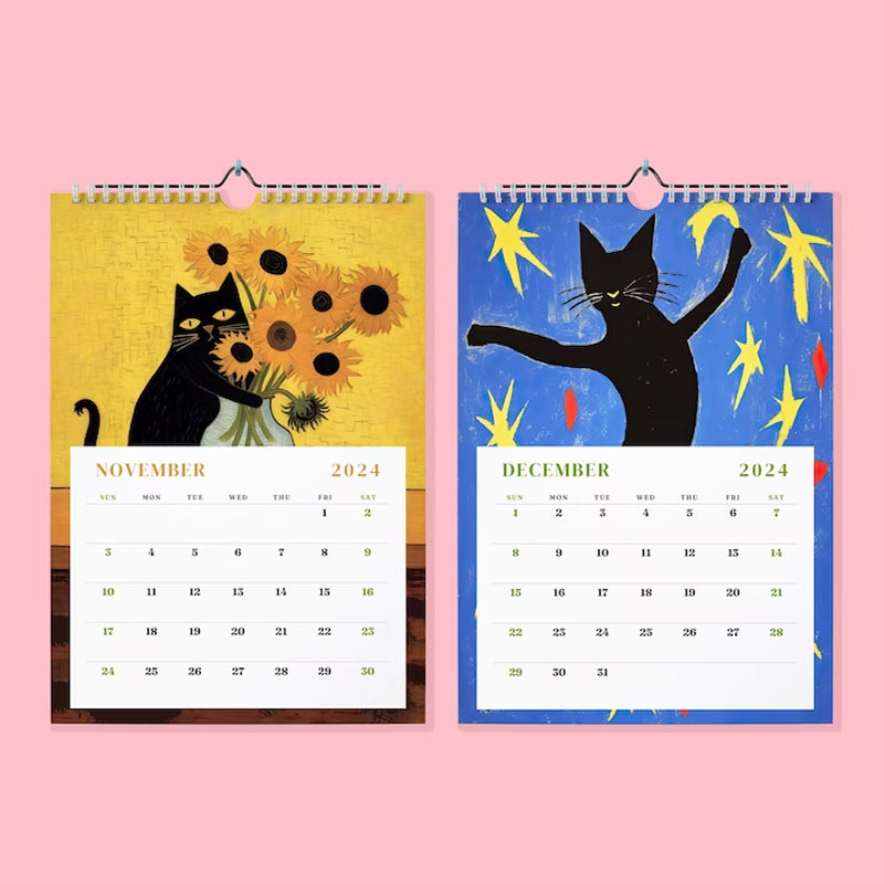 2024 Wall Calendar Illustrated Cats