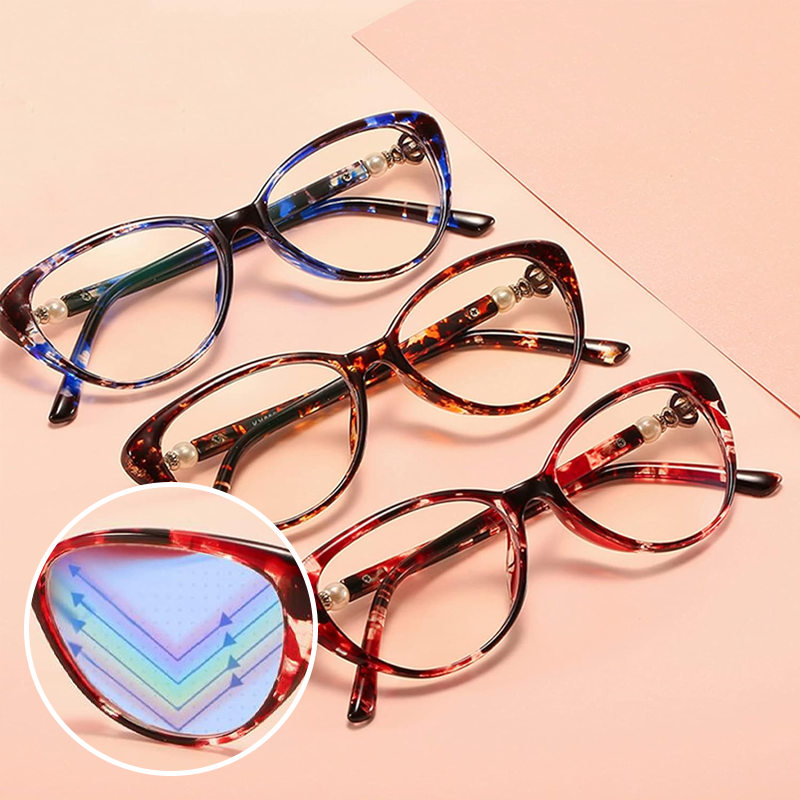 Fashionable women's cat-eye zoom HD anti-blue light reading glasses