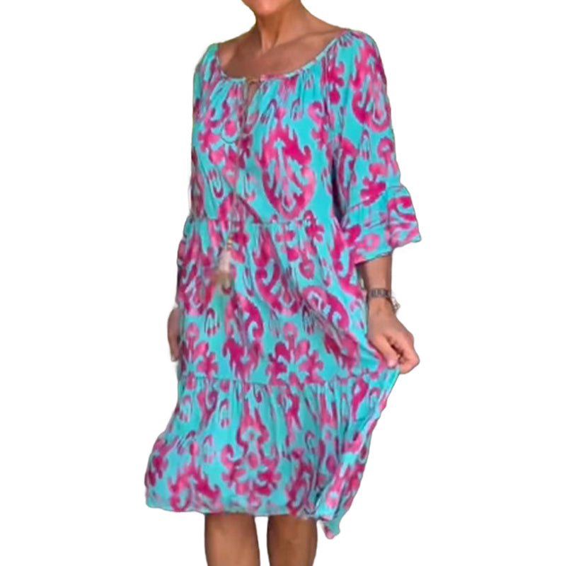 Dress with loose sleeves with print