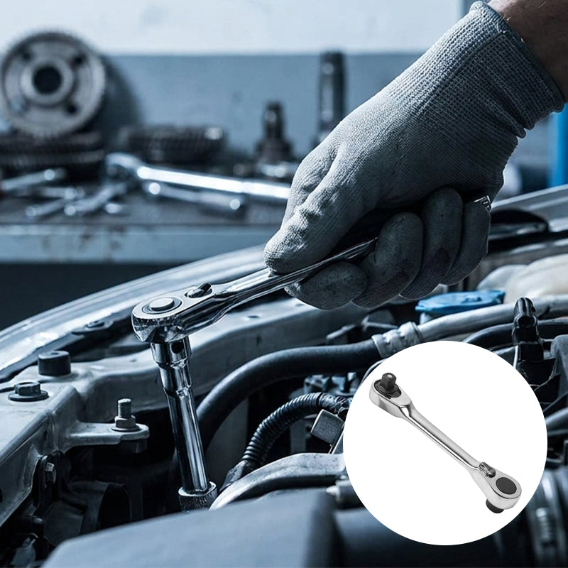 Double-ended mini ratchet wrench