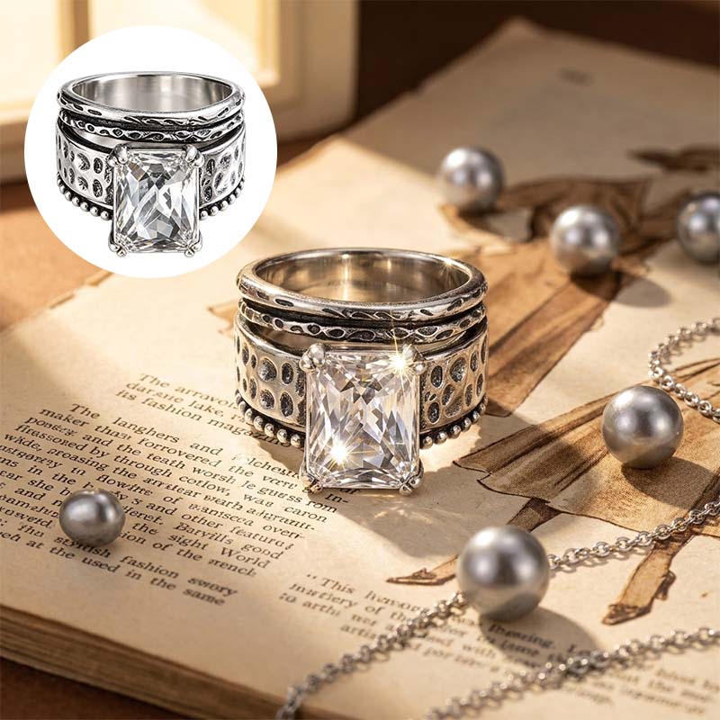 Bold Wide-Face Zircon Statement Ring