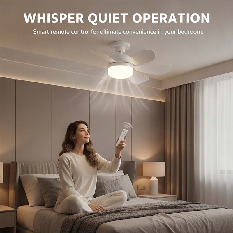 Six-blade gourd-shaped off-white ceiling fan light