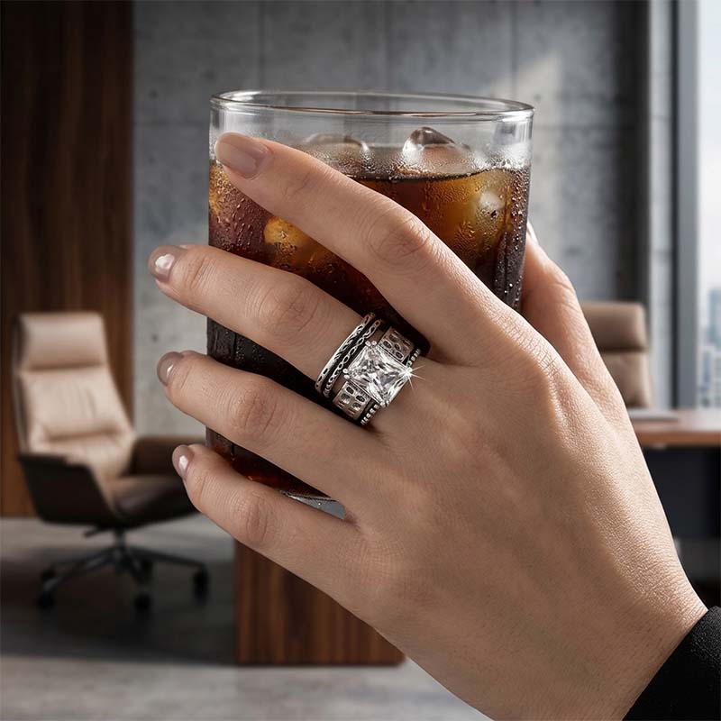 Bold Wide-Face Zircon Statement Ring