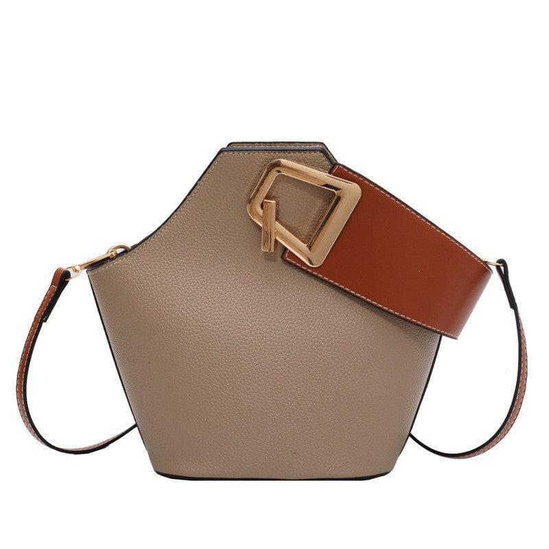 Color Clashing Shoulder Bucket Bag