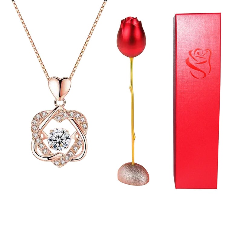 Heart necklace Set with rose