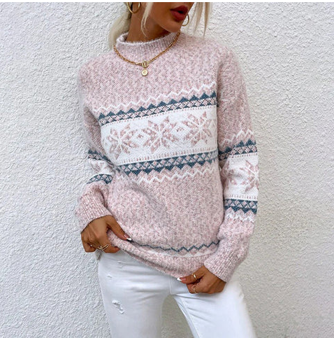 Half Turtleneck Snowflake Sweater