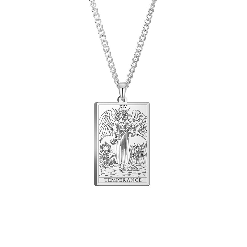 Engraved Tarot Card Chain Dual Chain Necklace