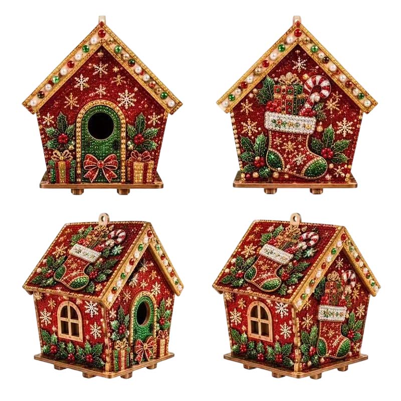 Christmas Cottage Diamond Paintings Hanging Ornament Kit