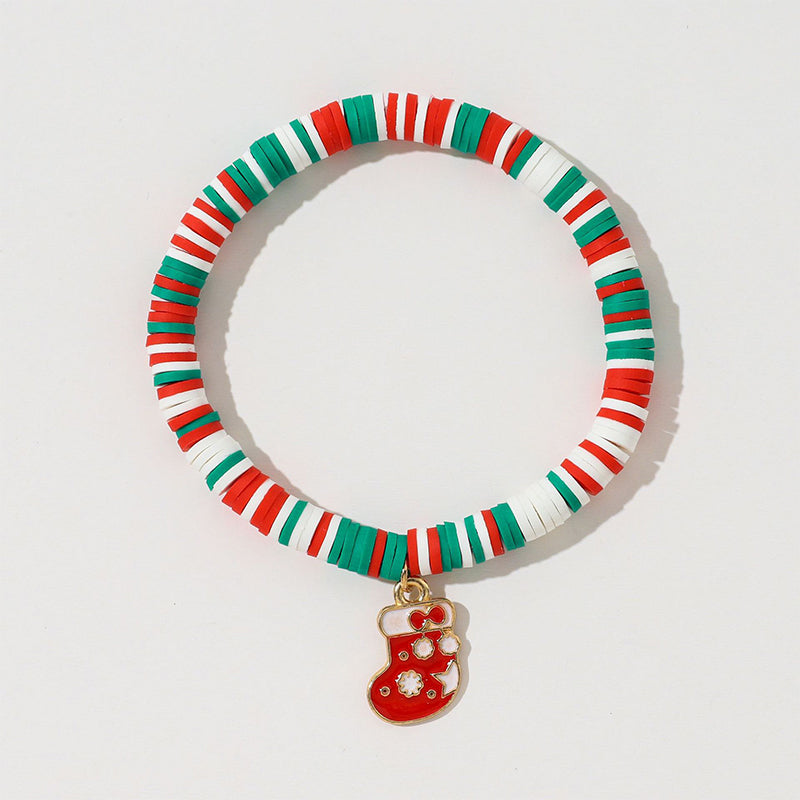 Christmas clay beaded bracelet