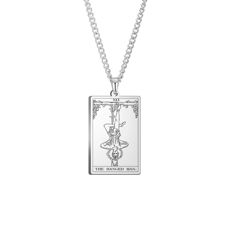 Engraved Tarot Card Chain Dual Chain Necklace