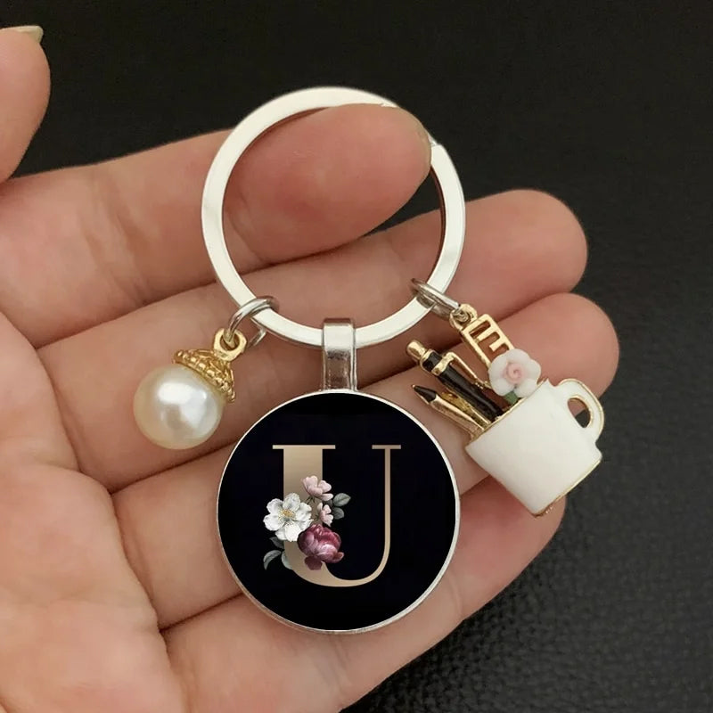 Alphabet Pearl Keychain