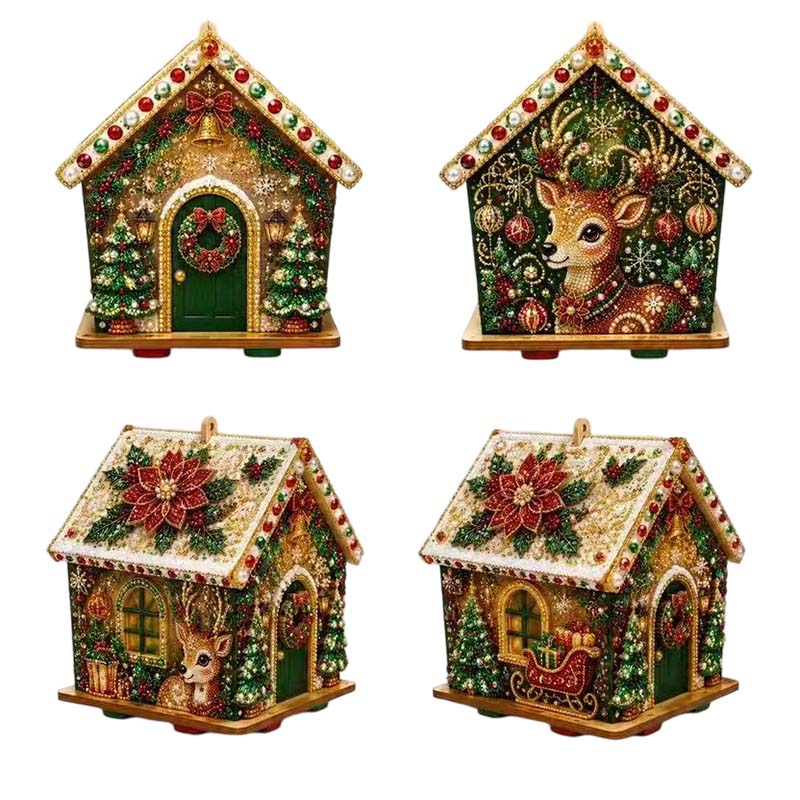 Christmas Cottage Diamond Paintings Hanging Ornament Kit