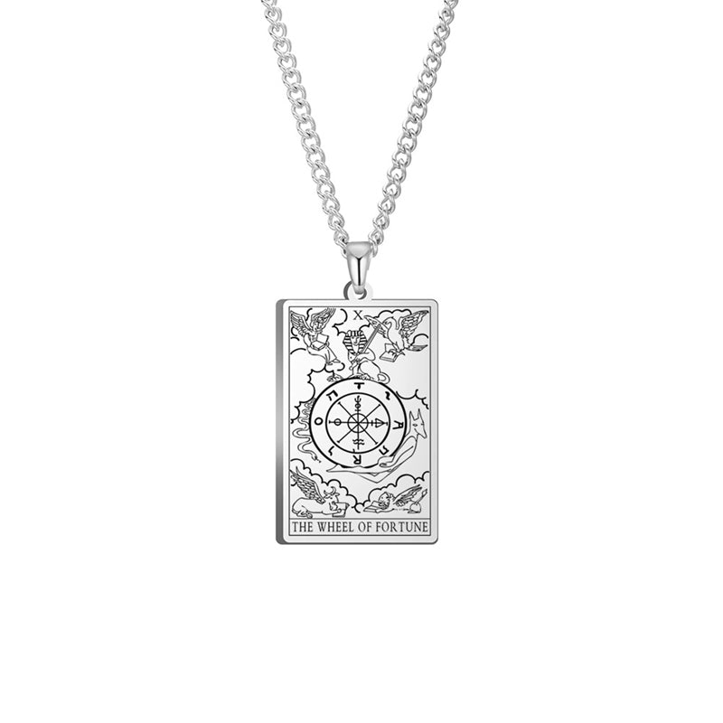 Engraved Tarot Card Chain Dual Chain Necklace