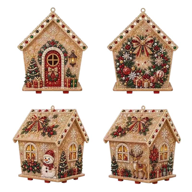 Christmas Cottage Diamond Paintings Hanging Ornament Kit