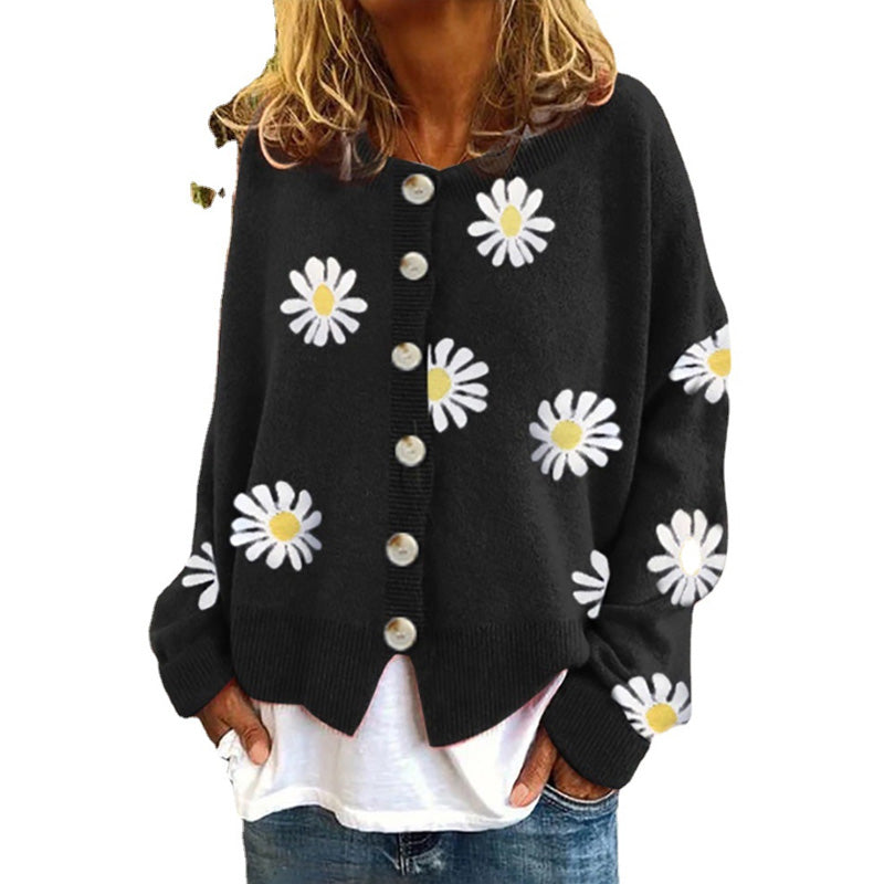 Autumn Chrysanthemum Embroidered Sweater