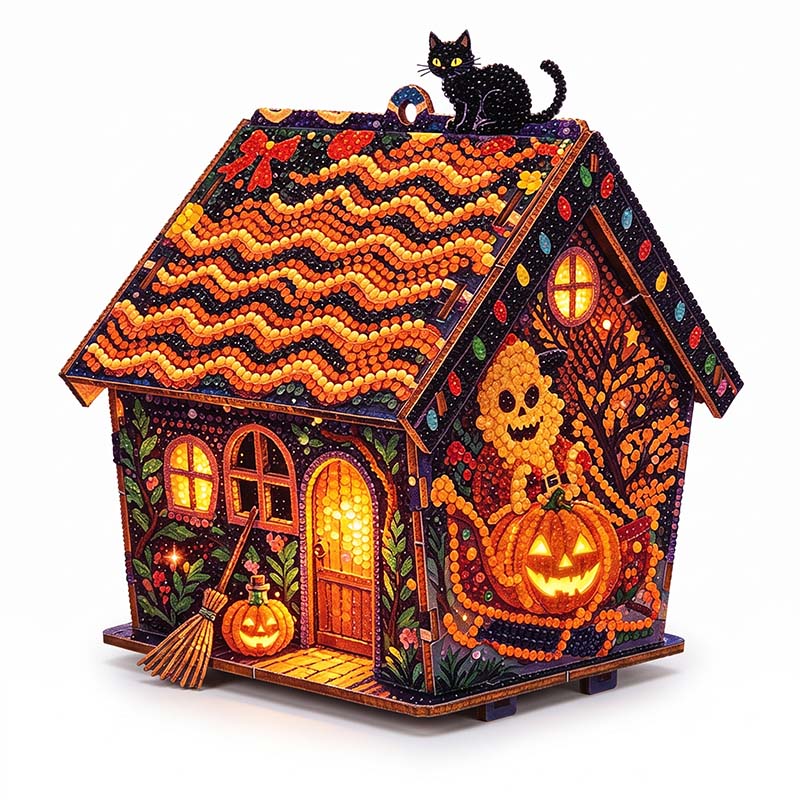 Christmas Cottage Diamond Paintings Hanging Ornament Kit