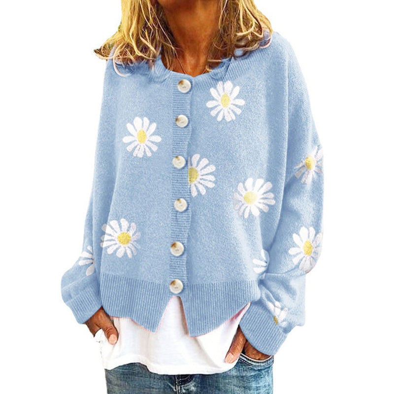 Autumn Chrysanthemum Embroidered Sweater