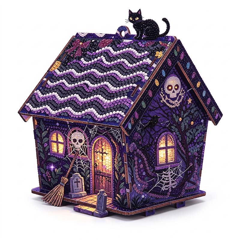 Christmas Cottage Diamond Paintings Hanging Ornament Kit