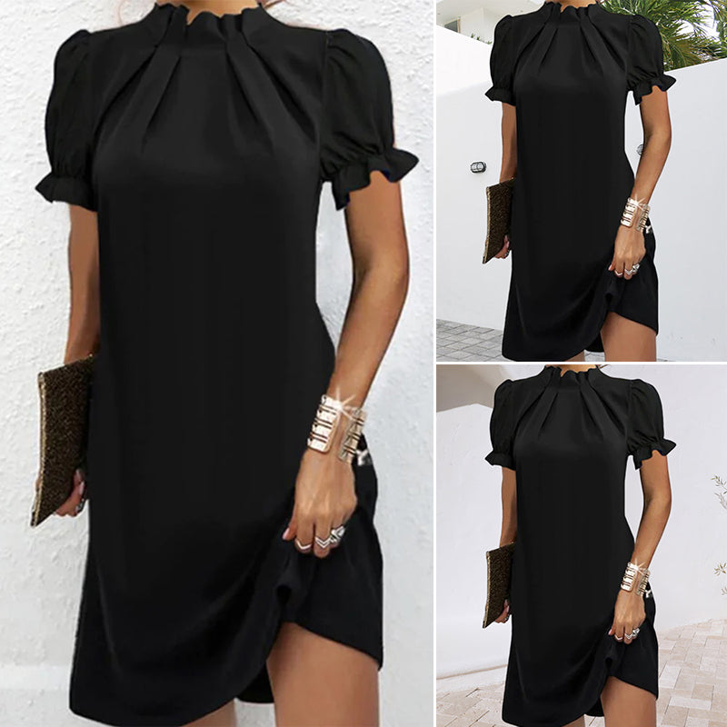 Knee-length Dress with Lantern Sleeves