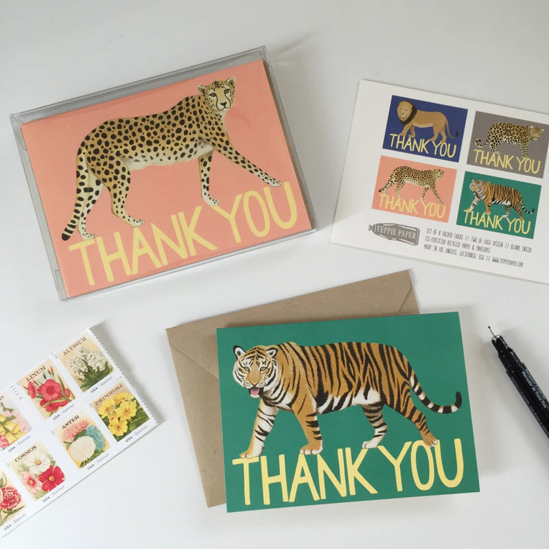 Big Cat Variety Thank You Card Set(4 Pcs)