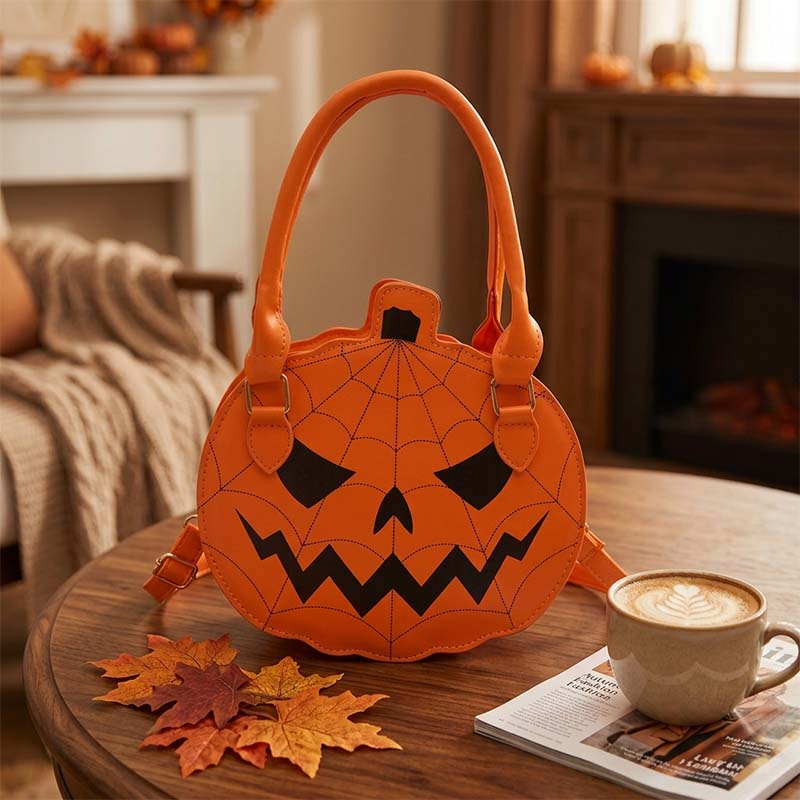 Halloween Pumpkin Color-Block Shoulder Bag