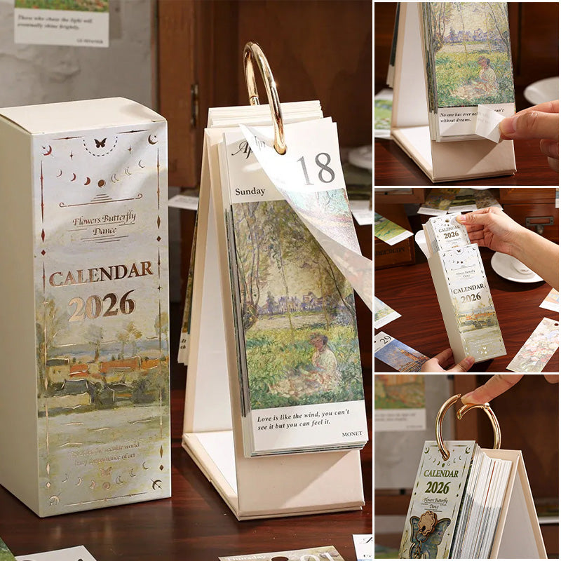 2026 Vintage Oil Painting Flip Calendar