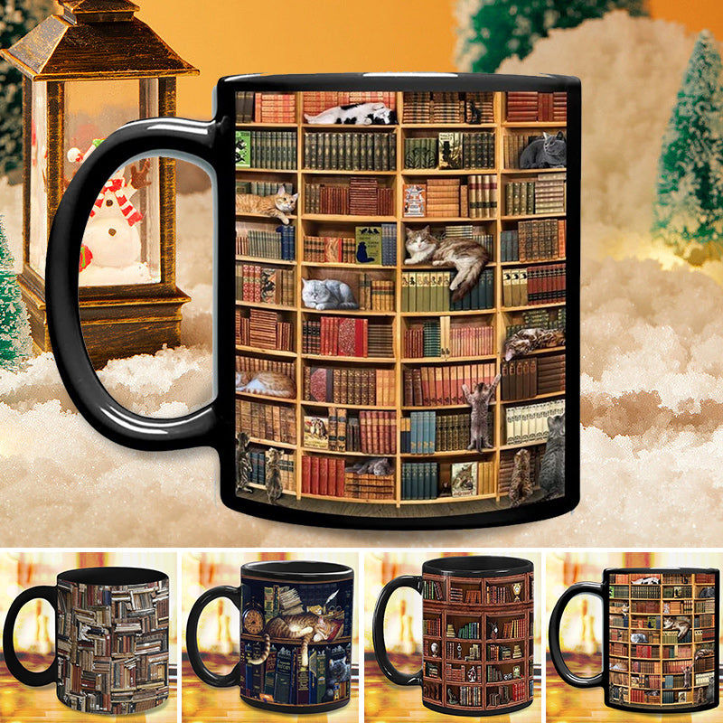 Cat Book Lover Ceramic Coffee Mug