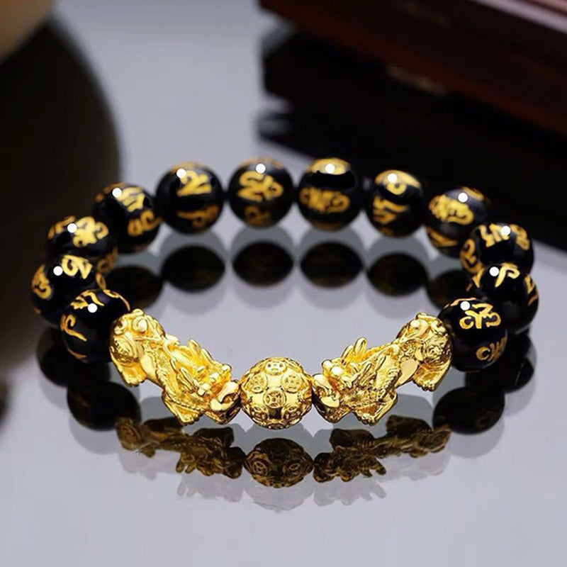 3D Hard Gold 99 Obsidian Sand Gold Pixiu Bracelet