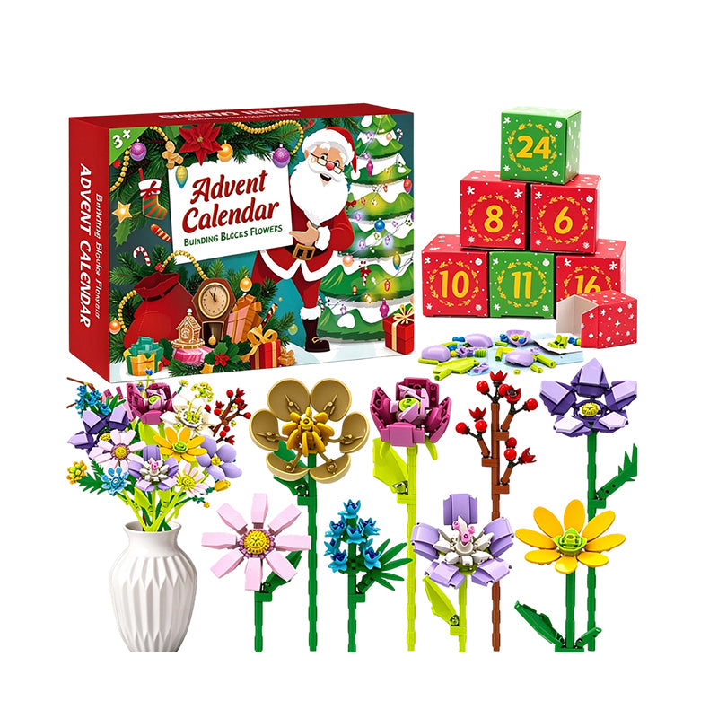 Christmas Countdown Blind Box: Flower Bouquet Building Blocks